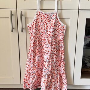 Floral Kids Dress - White and Red